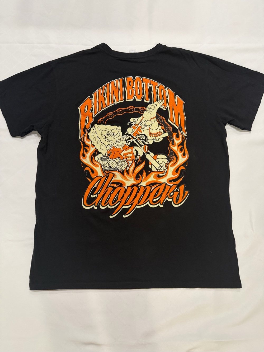 Brisco Brands Men's Spongebob Bottom Choppers T-Shirt Black (L) Used T117